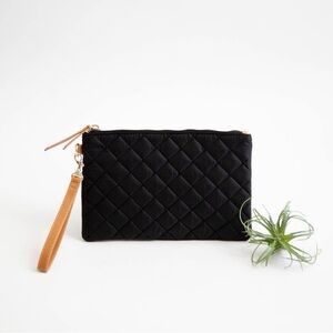 Quilted Black Wristlet Clutch
